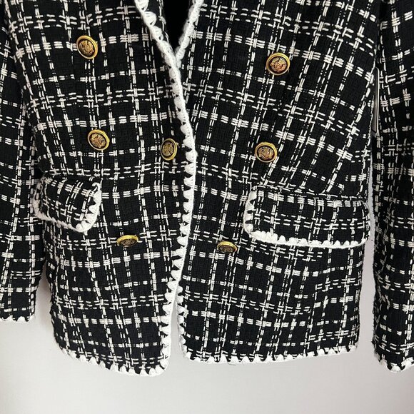 Laundry by Shelli Segal Womens Double Breasted Tweed Blazer XTRA-SMALL Black - Picture 4 of 13